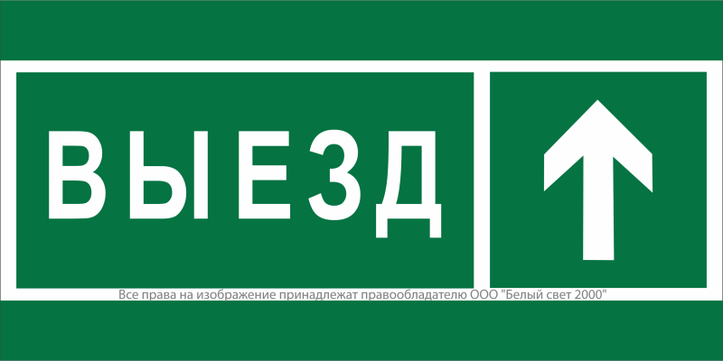 Знак безопасности NPU-2714.N06 "Направление к воротам выезда прямо" Белый свет a20338