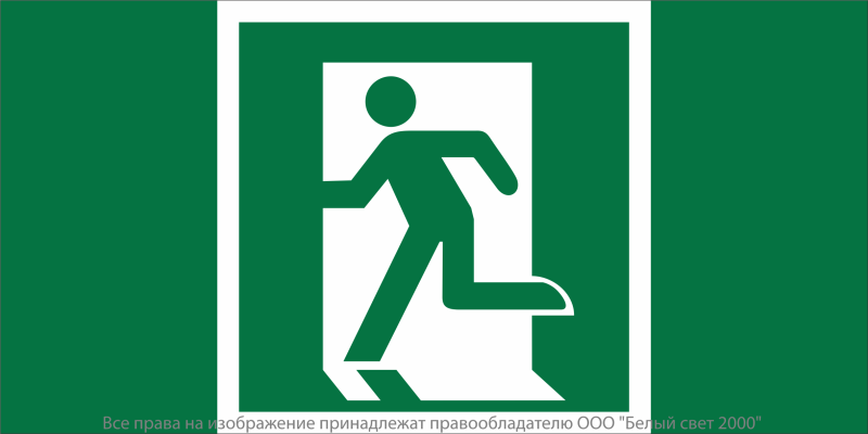Знак безопасности NPU-6030.E01-01 "Выход здесь (лев.)" Белый свет a20516