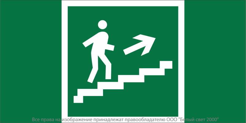 Знак безопасности NPU-6030.E15 "Напр. к эвакуац. выходу по лестн. вверх (прав.)" Белый свет a20526