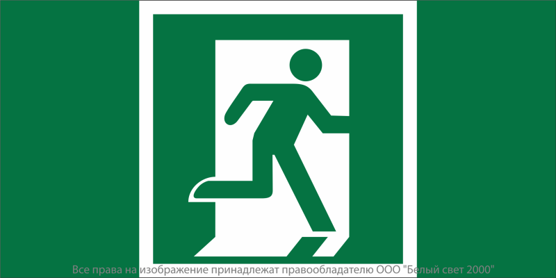 Знак безопасности NPU-7035.E01-02 "Выход здесь (прав.)" Белый свет a20438
