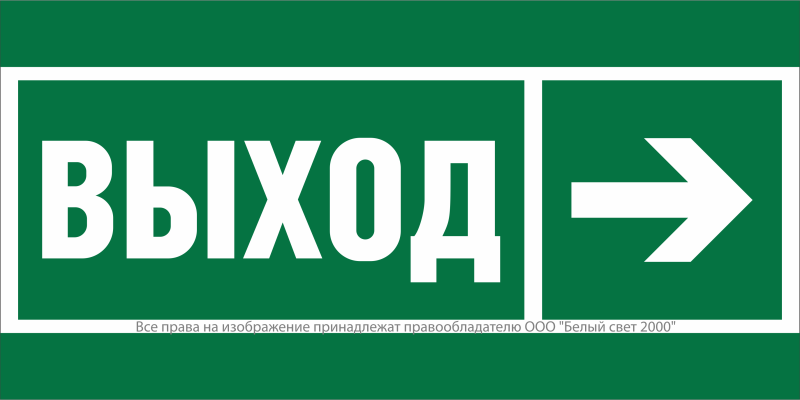 Знак безопасности NPU-7035.E30 "Направление к эвакуационному выходу направо" Белый свет a20444