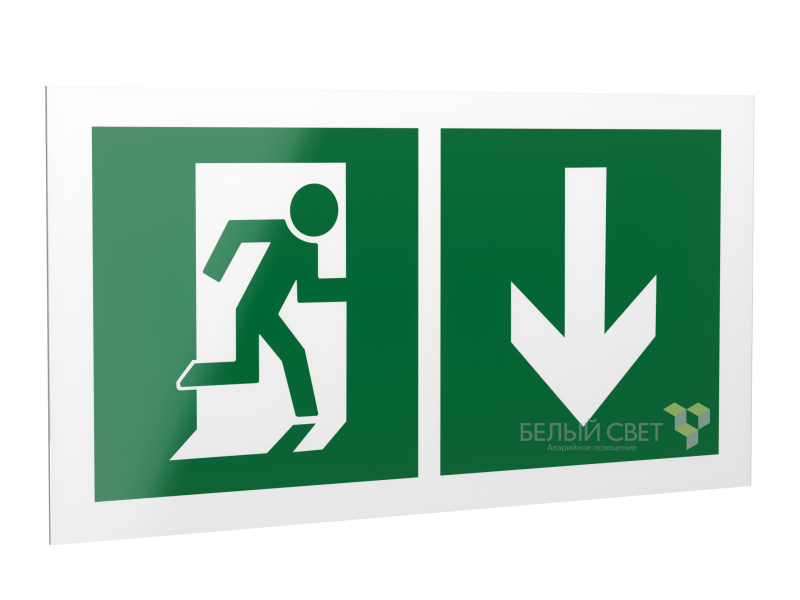 Знак безопасности PS-42226.E39 "Указ. двери эвакуац. выхода (прав.)" Белый свет a23570