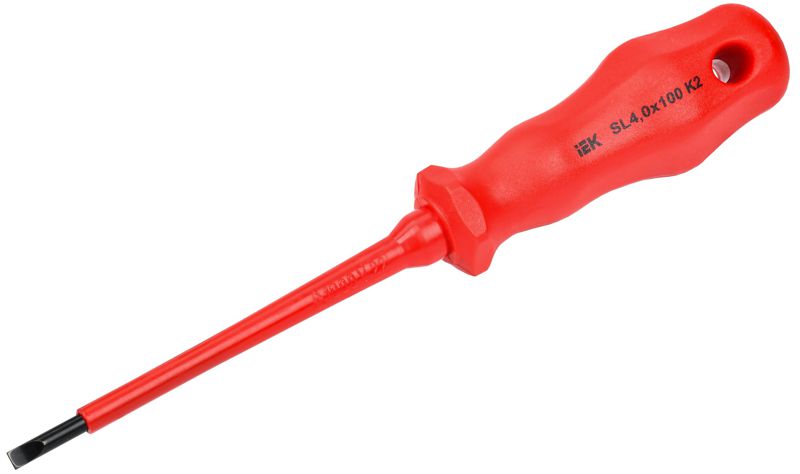 Отвертка диэлектрическая шлицевая SL4.0х100 K2 1000В ARMA2L 3 IEK A2L3-SC30-K2-SL-40-100