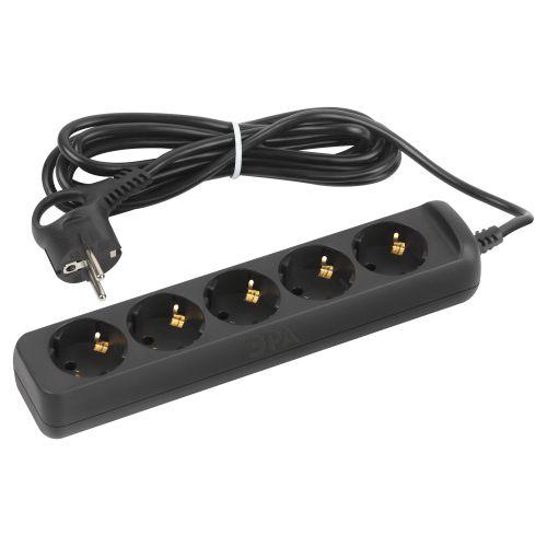 Удлинитель 5х3м с заземл. 10А ПВС 3х0.75 черн. UX-5e-3m-B Эра Б0057725