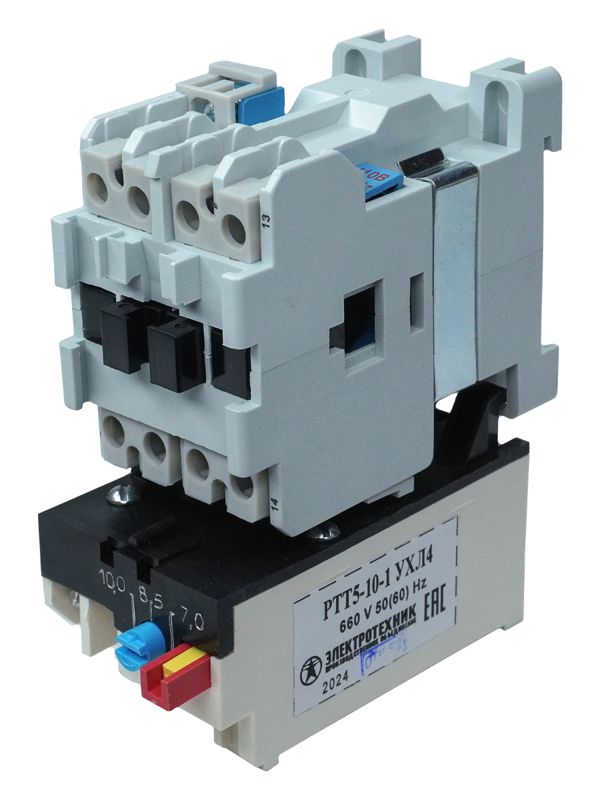 Пускатель электромагнитный ПМ12-010200 УХЛ4 В 10А 110В/50Гц 1НО IP00 нереверсивный с реле РТТ5-10-1 7.0-10.0А Электротехник ET007020