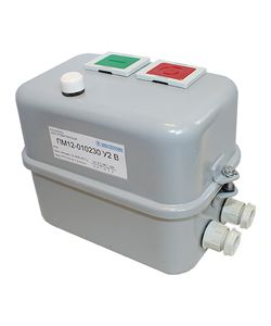 Пускатель электромагнитный ПМ12-010220 У2 В 10А 380В/50Гц 1НО IP54 нереверсивный с реле РТТ5-10-1 7.0-10.0А в корпусе с кнопками ПУСК + СТОП + R Электротехник ET000202