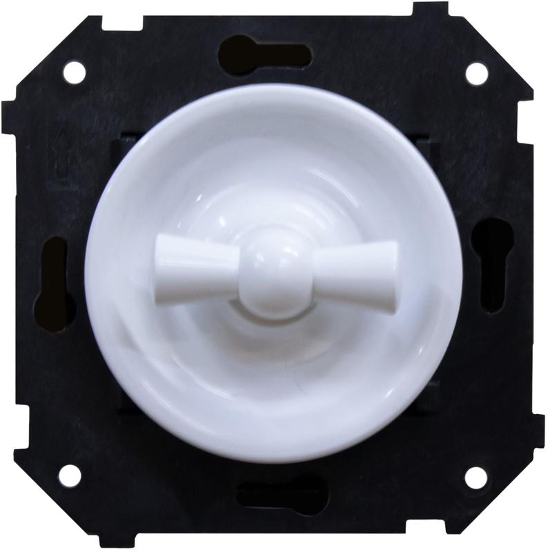 Переключатель проходной поворотный 1-кл. СП Шедель 10А ретро ABS-пластик ручка бел. механизм бел. Bironi B3-201-21