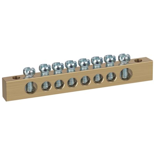 Шина NO-122-21 PEN "земля-ноль" 8х12мм 8/2 крепеж по краям латунь ЭРА Б0047236