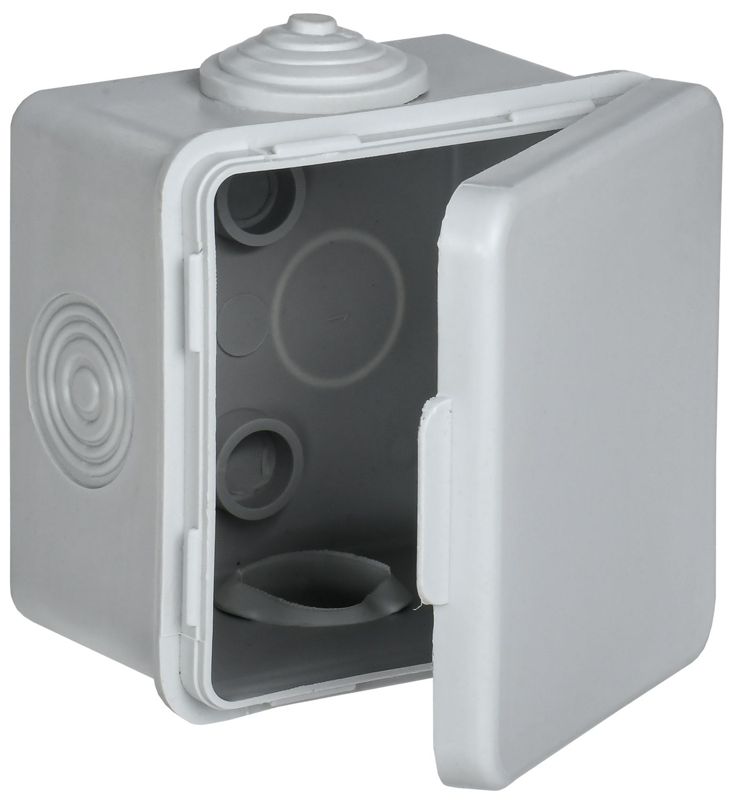 Коробка распаячная КМ ОП 65х65х50мм IP54 откидная крышка 4 гермоввода (7035) GENERICA UKO31-065-065-050-K03-54