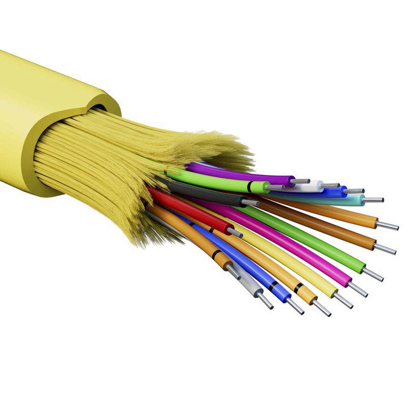 Кабель волоконно-оптический распределительный арамидные упрочняющиенити для внутренней прокладки нг(A)-HFLTx 16 ОВ категорияOS2(G.652.D) плотный буфер 400 Н барабан 2000м DKC RNDT9C16YL03