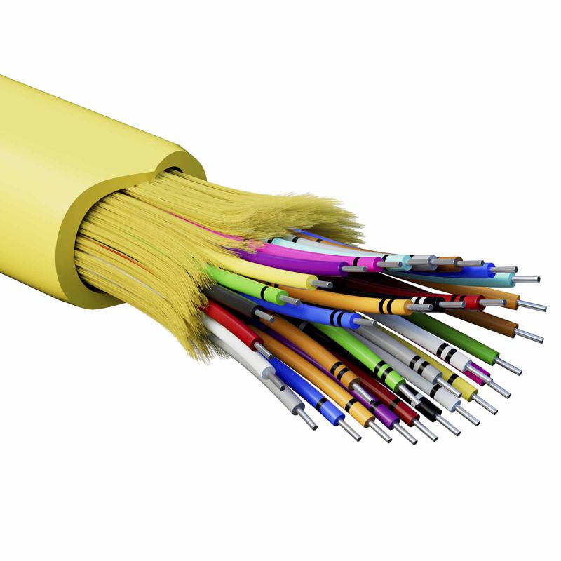 Кабель волоконно-оптический распределительный арамидные упрочняющие нити для внутренней прокладки нг(A)-HFLTx 32 ОВ категорияOS2 (G.652.D) плотный буфер 0.4кН барабан 2000м DKC RNDT9C32YL03