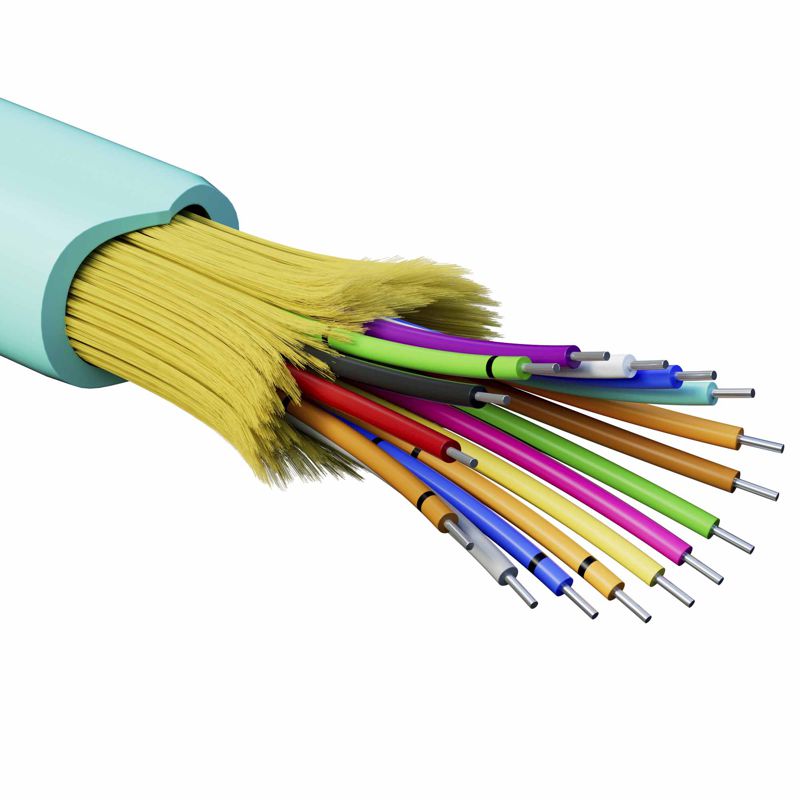 Кабель волоконно-оптический распределительный арамидные упрочняющие нити для внутренней прокладки нг(A)-HFLTx 16 ОВ категорияOM3 (G.651.1) плотный буфер 0.4кН барабан 500м DKC RNDT3C16AQ03-E