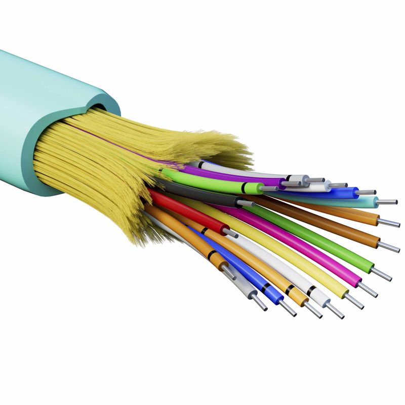 Кабель волоконно-оптический распределительный арамидные упрочняющие нити для внутренней прокладки нг(A)-HFLTx 18 ОВ категорияOM3 (G.651.1) плотный буфер 0.4кН барабан 2000м DKC RNDT3C18AQ03