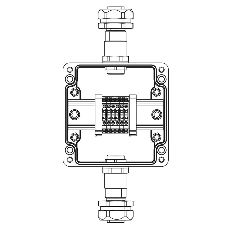 Коробка клеммная взрывозащ. TBE-P-03-(6xCBC.2)-1xKAEPM2MHK-20(A)-1xKAEPM2MHK-20(C)1Ex e IIC Т5 Gb / Ex tb IIICT95град.C Db IP66/КЗ полиэстер DKC 1231.031.22.11B