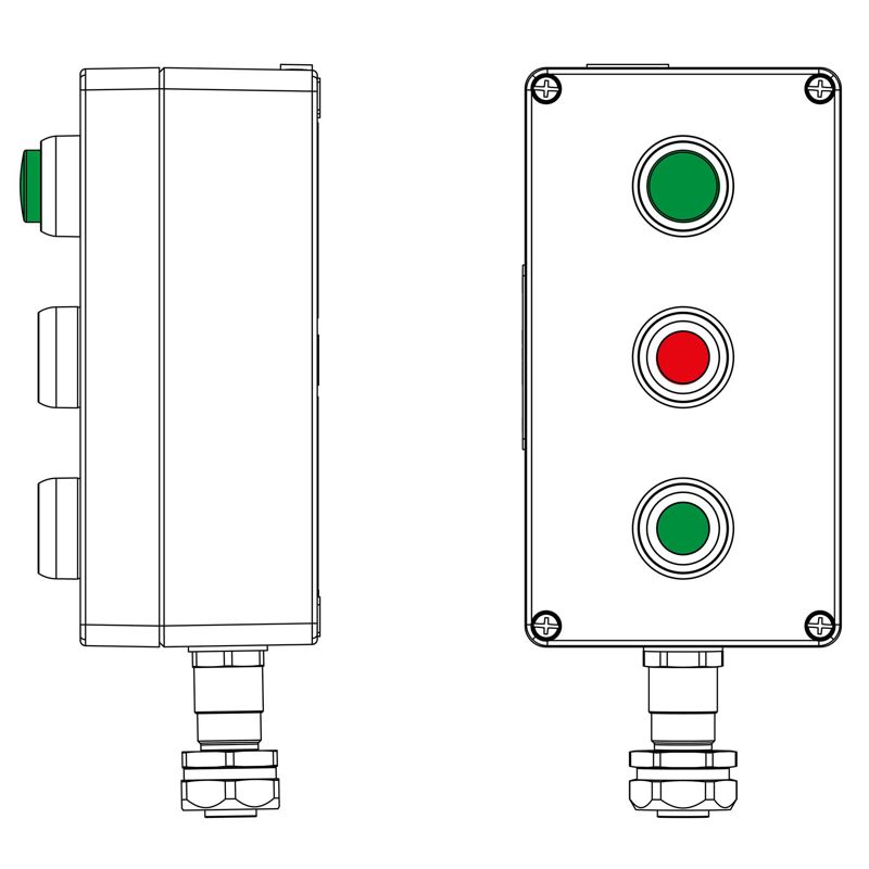 Пост управления взрывозащ. из алюм. CPE-A-14-(1xLG(250)-1xP1R(11)-1xP1G(11))-1xKAEPM2MHK-20(C)1Ex d e IIC Т5 Gb / Ex tbIIIC T95град.C Db IP66 DKC 2201.141.22.1209