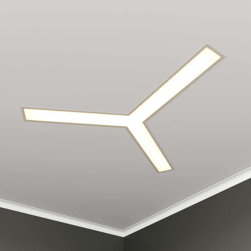 Светильник светодиодный RVE-LBX-TRINITY-1630-V 74Вт 4000К 1630х1416х100мм S80мм трехлучевой крест встраив. бел. RVElektro RVE00003037