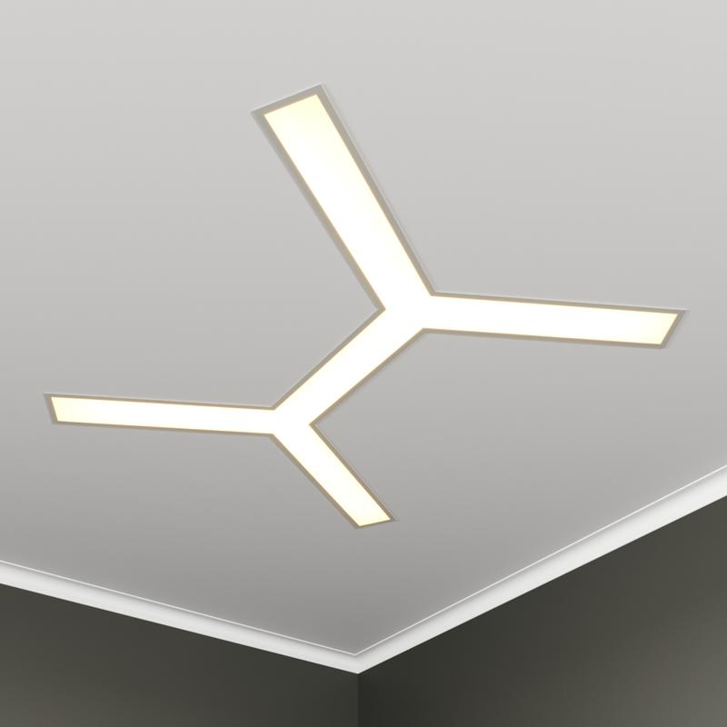 Светильник светодиодный RVE-LBX-TRINITY-2X-830-V 57Вт 4000К 830х937х100мм S80мм трехлучевой крест 2Х встраив. бел. RVElektro RVE00003047