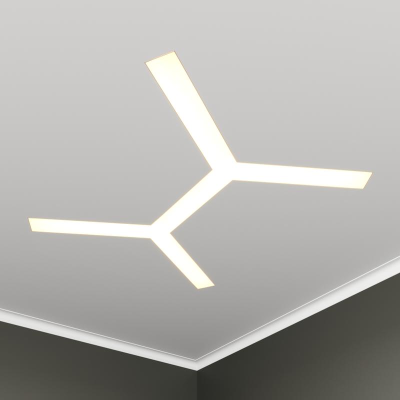 Светильник светодиодный RVE-LBX-TRINITY-2X-1646-VG 121Вт 4000К 1646х1877х110мм S80мм трехлучевой крест 2Х встраив. под шпаклевку бел. RVElektro RVE00003556