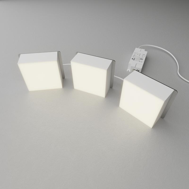 Светильник светодиодный RVE-LBX-PLAZA-10010-3-GR квадрат грильято 3шт 90х90х40мм 24Вт встраиваемый 4000К бел. RVElektro RVE00003229