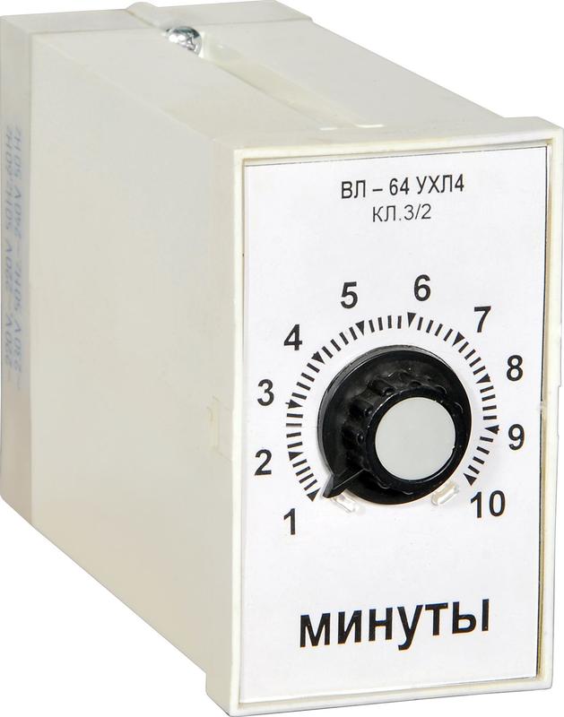 Реле времени ВЛ-64 УХЛ4 110/220В 0.1-1с задержка на вкл. ток контактов исполнит. реле 4А 1НО+1НЗ A8011-76911748