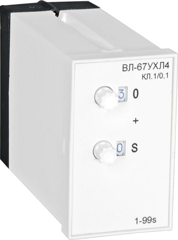 Реле времени ВЛ-67 УХЛ4 110/220В 0.1-9.9ч задержка на откл. ток контактов исполнит. реле 4А 1НО+1НЗ A8011-76912332