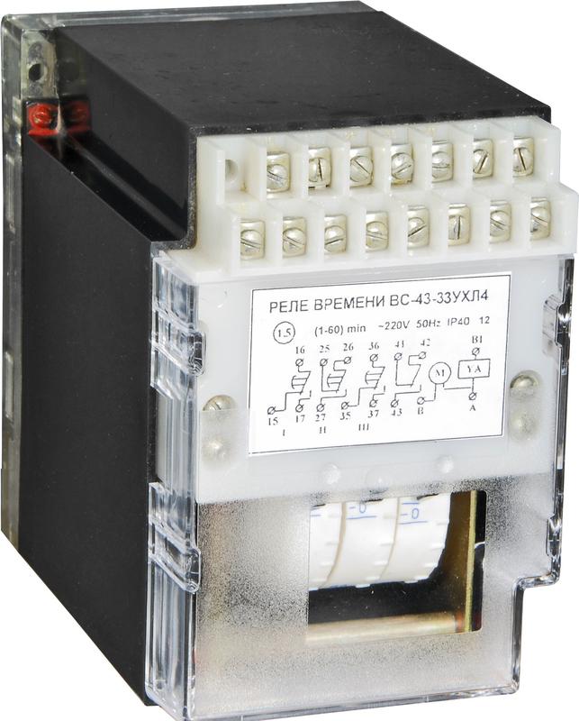 Реле времени ВС-43-3-5 УХЛ4 110В 50Гц 1-60ч 3х-цепн. с независим. регулировкой выдержки времени для каждой цепи задержка на вкл. ток контактов исполнит. реле 4А 3перекл. с выдержкой времени + 1перекл. мгновенного действия A8011-76914480
