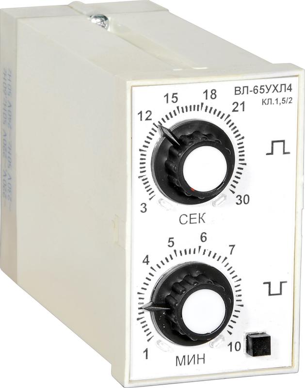 Реле времени ВЛ-65 УХЛ4 110/220В 0.1-1ч 1-10ч циклическое ток контактов исполнит. реле 4А 1НО+1НЗ A8011-76911991