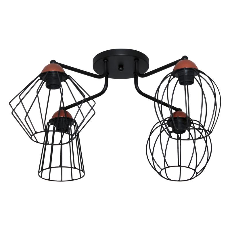 Светильник "Конти" 141 НПБ 01-4х60-127 Е27 (ИМ) потолочный медь черн. муар Элетех 1005405027