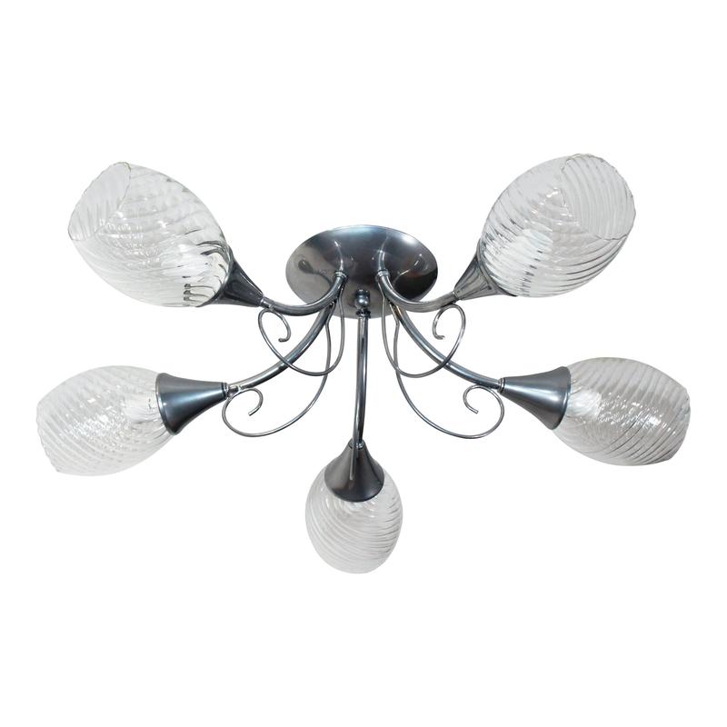 Светильник "Веста" 151 (плафон 8261) НПБ 01-5х60-119 Е14 (ИМ) потолочный хром Элетех 1005404989