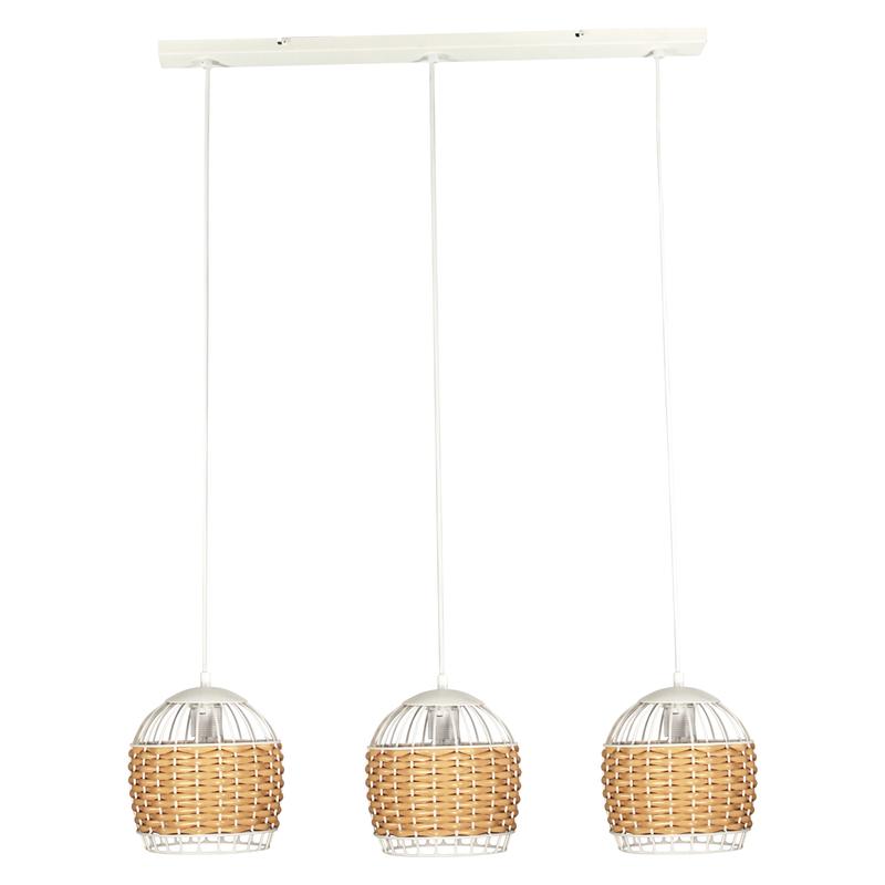 Светильник "Кантри" 231 НСБ 01-3х60-170 Е27 (ИМ) подвесной оплетенный бел. муар Элетех 1005405193