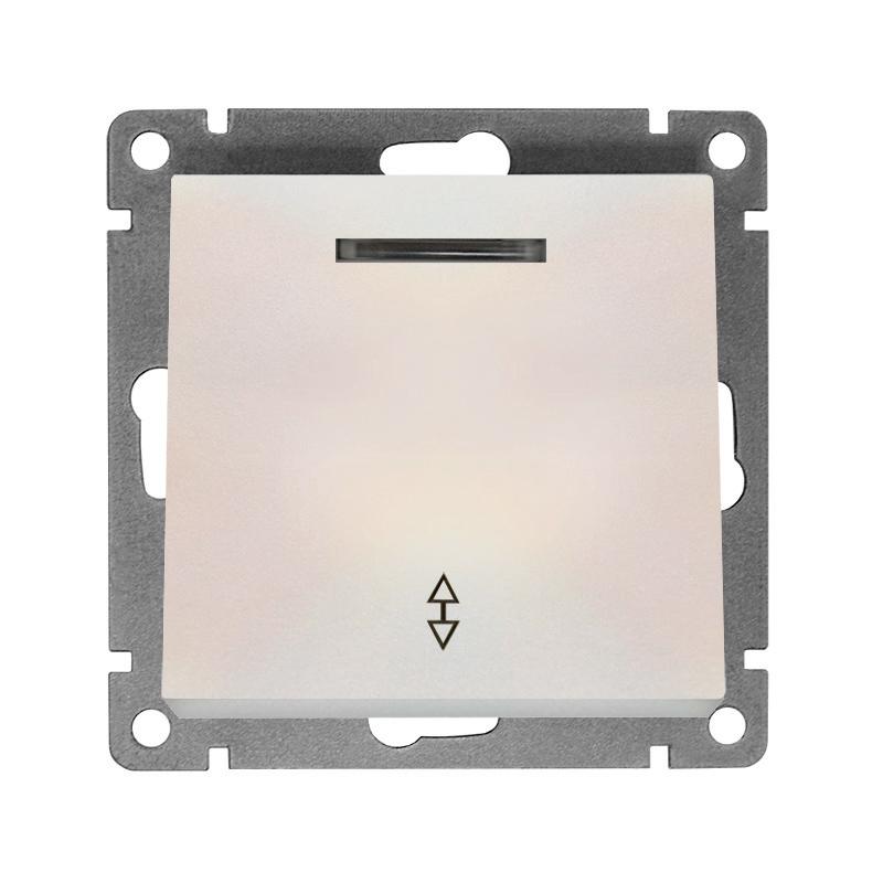 Переключатель проходной 1-кл. СП Афина 10А IP20 с подсветкой механизм жемчуж. Universal A0125-OBr