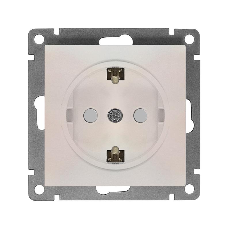 Розетка 1-м СП Афина 16А IP20 с заземл. защ. шторки механизм жемчуж. Universal A0049-OBr