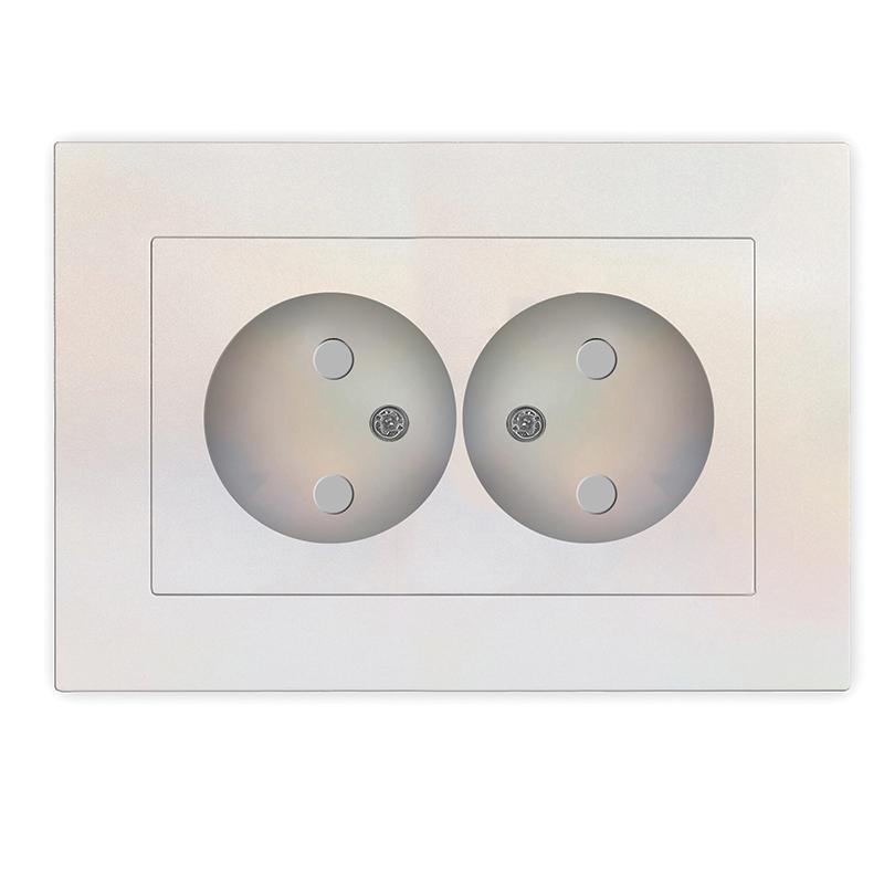 Розетка 2-м СП Афина 16А IP20 без заземл. защ. шторки в сборе жемчуж. Universal A0048-OBr