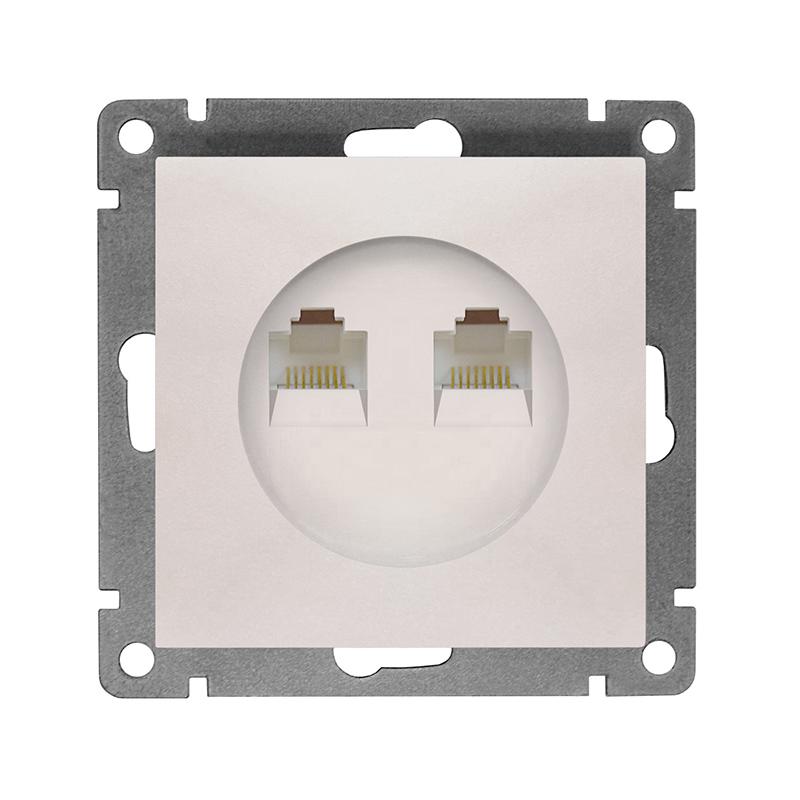 Розетка компьютерная 2-м СП Афина RJ45 кат.5E механизм жемчуж. Universal A1086-OBr