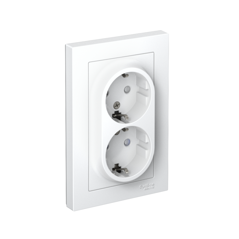 Розетка двойная AtlasDesign с заземл. со шторками 16А в сборе лотос SE ATN001326