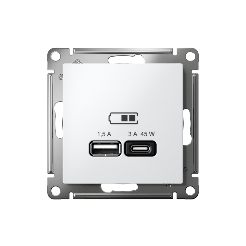 Розетка USB AtlasDesign тип A+C 45Вт высокоскор. ЗУ QC PD механизм лотос SE ATN001329