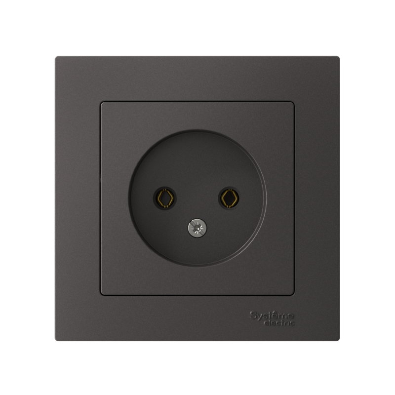 Розетка двойная AtlasDesign без заземл. со шторками16А в сборе базальт SE ATN001422