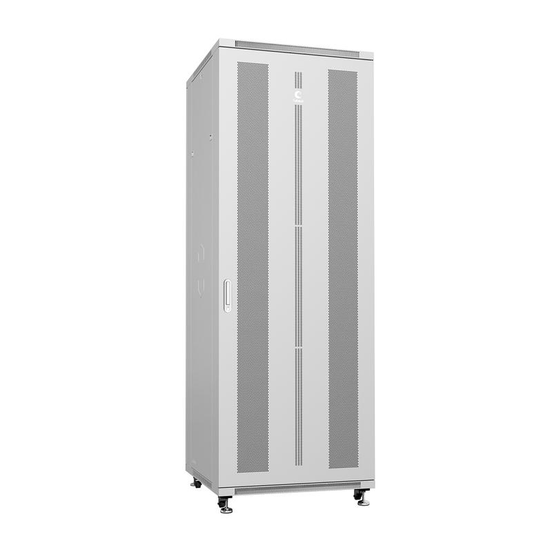 Шкаф монтажный телекоммуникационный напольн. ND-05C-47U80/100 19дюйм 47U 800х1000х2277мм для распределит. и серверн. оборудования; передн. и задн. перфорир. двери ручка с замком RAL 7035 сер. Cabeus 7208c