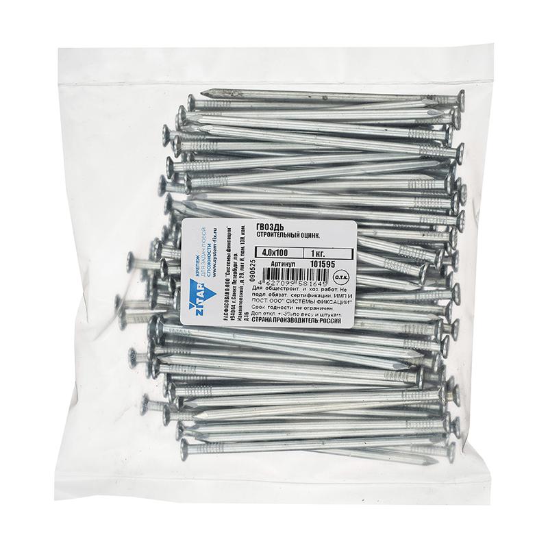 Гвоздь строительный 4х100 оцинк. (уп.1кг) Zitar 101595