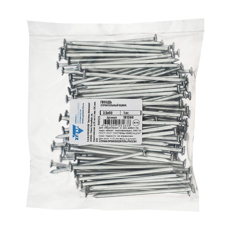 Гвоздь строительный 3.5х90 оцинк. (уп.1кг) Tech-Krep/Zitar 101594