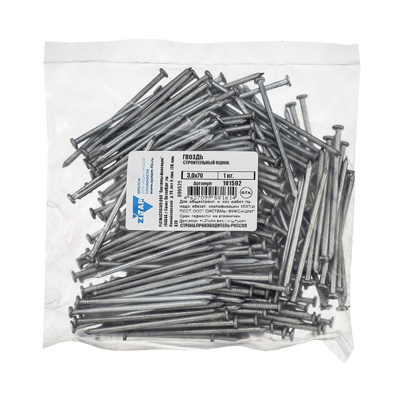 Гвоздь строительный 3х70 оцинк. (уп.1кг) Tech-Krep/Zitar 101592