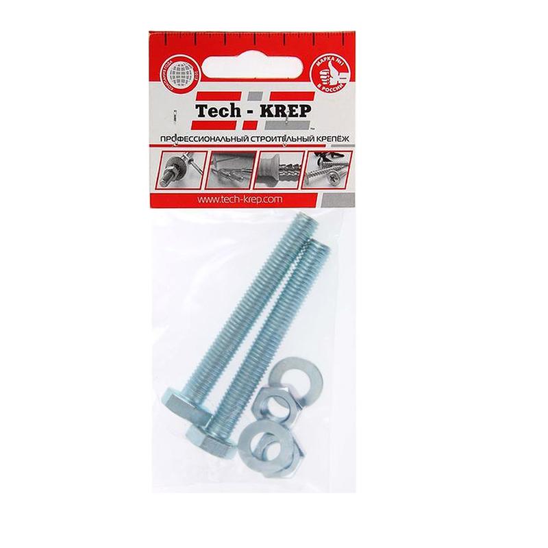 Болт с шестигранной головкой М8х100 DIN 933 + гайка + шайба оцинк. (уп.2шт) Zitar 112725