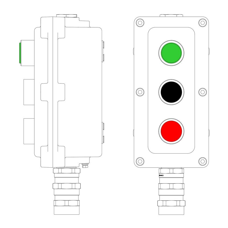 Пост управления взрывонепроницаемый из алюм. LCSD-03-B-MC-L1G(220)x1-P1B(11)x1-P1R(11)x1-PCMB-KA3MHK DKC LCSD21000106