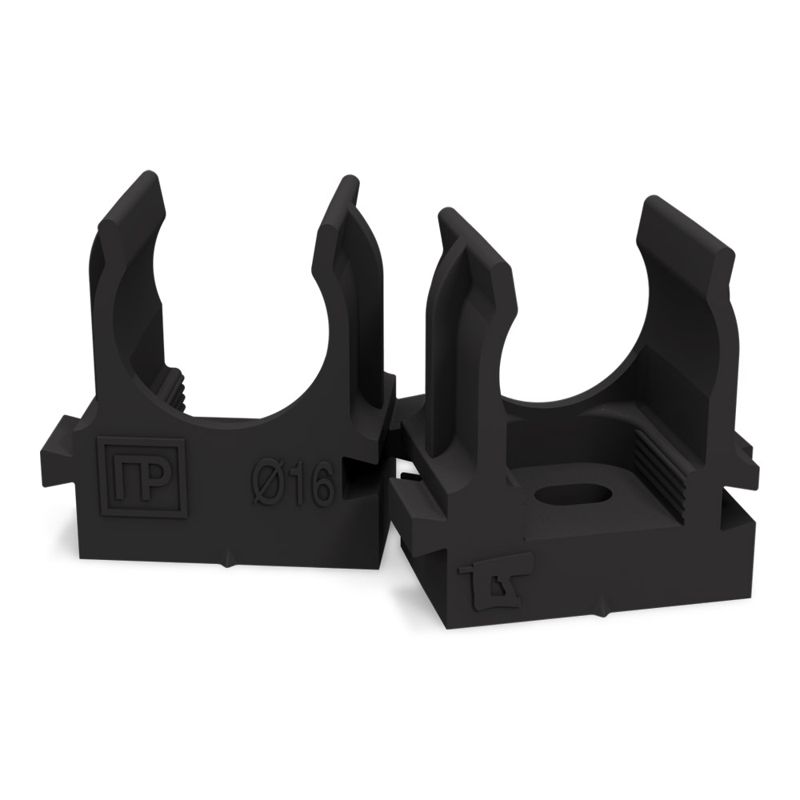 Держатель для труб (клипса) d16мм для монтажн. пистолета атмосферостойкая черн. Промрукав PR13.0405