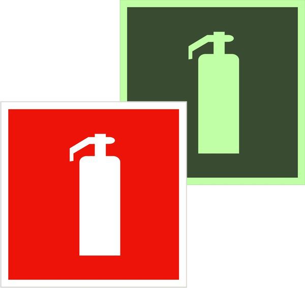 Знак F 04 "Огнетушитель" 200х200мм пленка самоклеящаяся с покрытием фотолюминесцентным EKF an-f-04-f