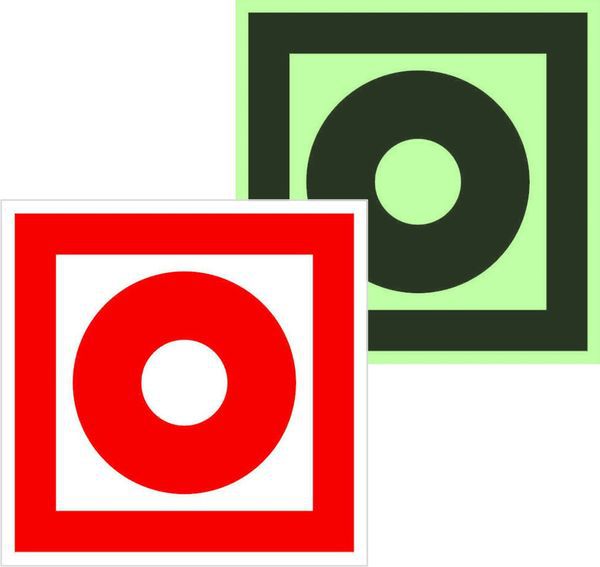 Знак F 10 "Кнопка включения установок (систем) пожарной автоматики" 100х100мм пленка самоклеящаяся с покрытием фотолюминесцентным EKF an-f-10-f