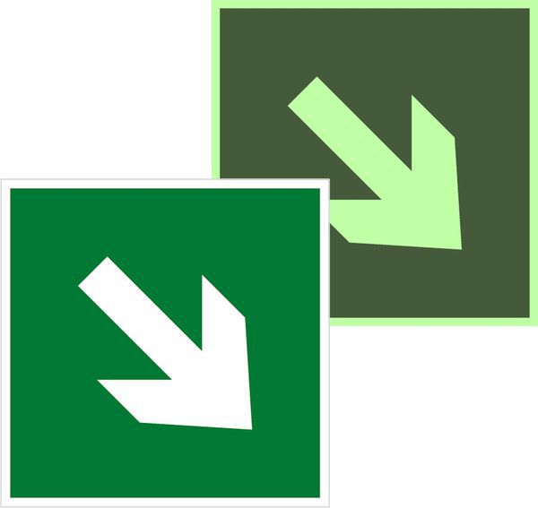 Знак эвакуационный E 02-02 "Направляющая стрелка под углом 45" 200х200мм пленка самоклеящаяся с фотолюминесцентным покрытием EKF an-e-02-02-f