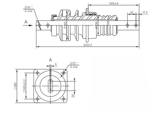 Изолятор фарфоровый проходной усиленный ИПУ-10/630-7.5 УХЛ1 ЮАИЗ 00-00026320