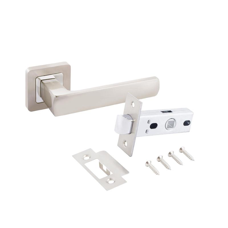 Комплект ручек и защелка АРТ "КОЛОМБО" SN+L45-8 SN (2380/S45) матов. никель Аллюр 15 199