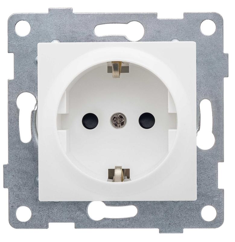 Механизм розетки 1-м с/з с з/ш скрытая установка Ugra 16А 250В бел. матов. GUSI С11Р4-041